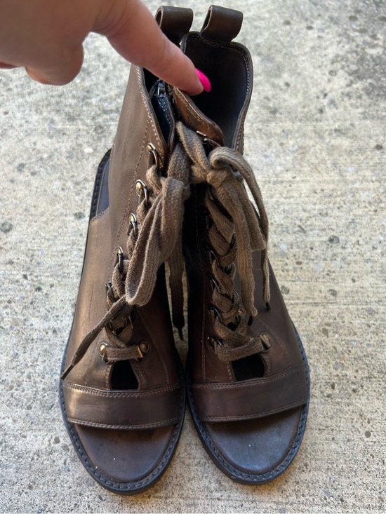 Free People Shoes - Free People Brown Lace-Up Open-Toe Boots
